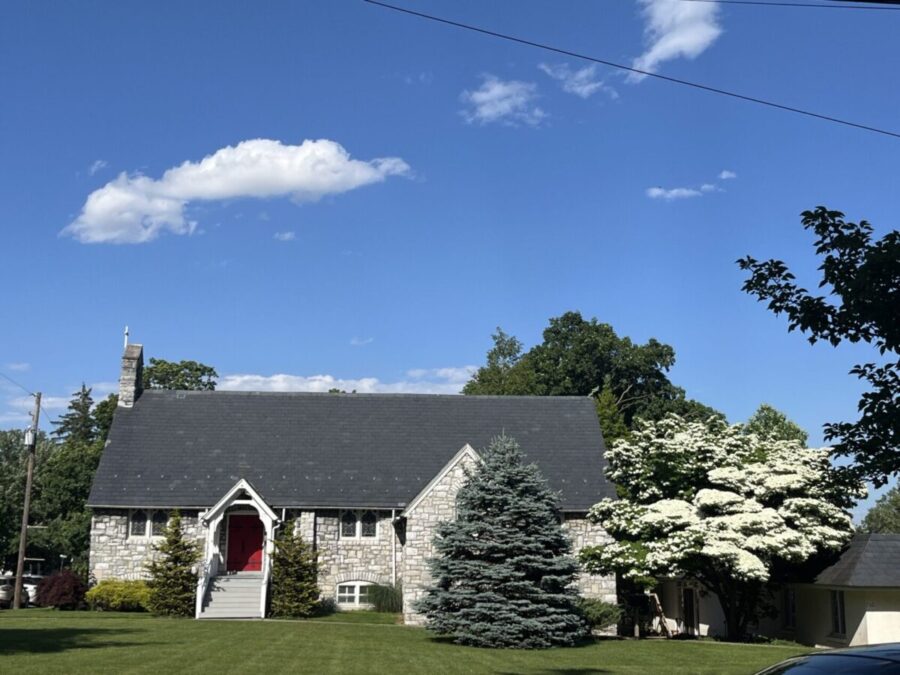 Outside a church
